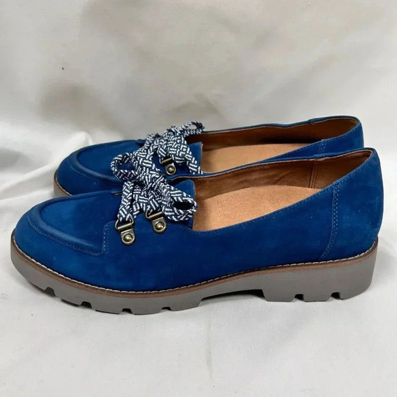 Vionic Size 8.5 Women Loafer Blue Suede Support Lace Up - Picture 5 of 7